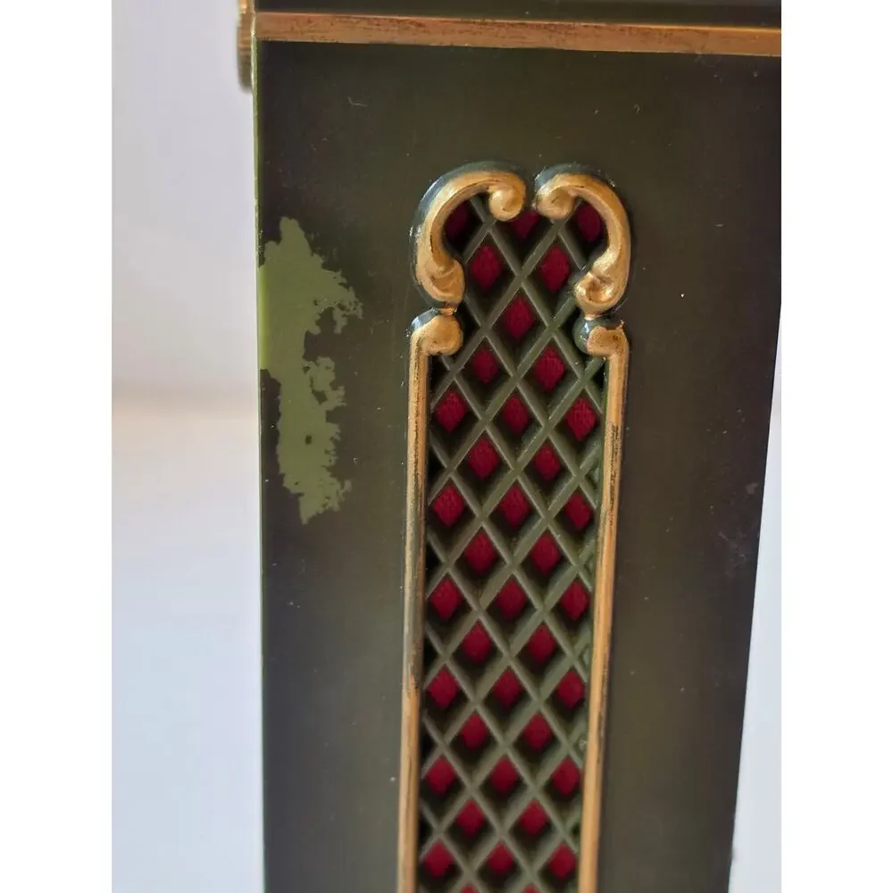Vtg Schmid 8 Day Miniature Grandfather Clock Germany Green Bakelite Clock READ